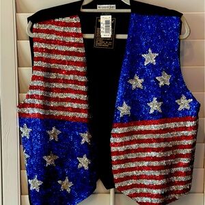 Vintage 1980s USA patriotic match-ups  sequin vest large